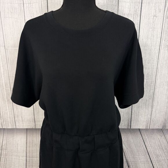 Spanx Air Essentials Women's Large Black Cinched Waist Tshirt Dress w/ Pockets - Picture 2 of 8